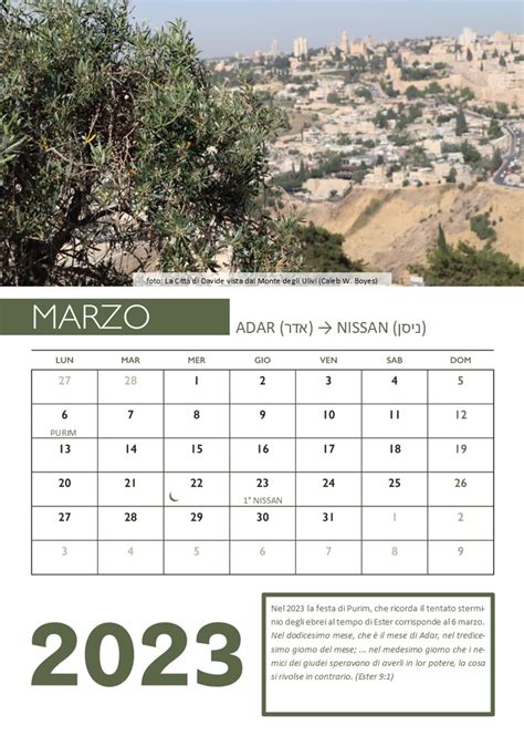 Calendario Ebraico Da Muro 2023 Le Terre Della Bibbia