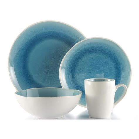 Crackle Turquoise 16 Piece Stoneware Collection Overstock 9625819