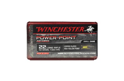 Winchester Power Point Max 22lr 42gr Hp Copper Plated 50 Rounds