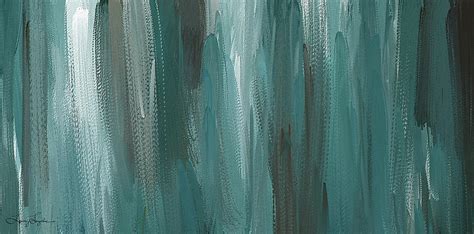 Meet Halfway Teal And Gray Abstract Art Painting By