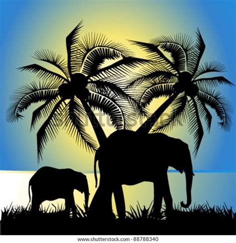 Vector Illustration Elephants Stock Vector Royalty Free 88788340