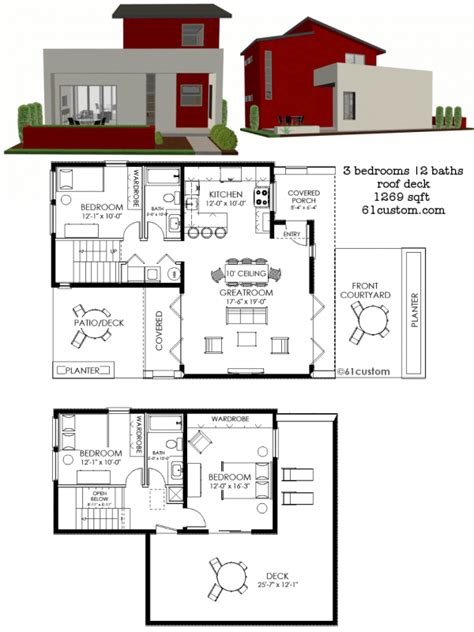 Contemporary Small House Plan 61custom Contemporary