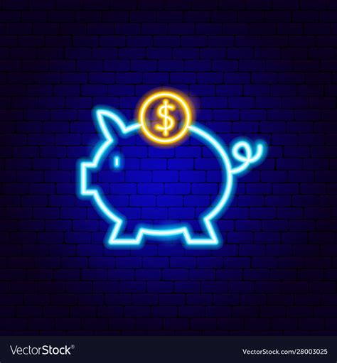 Piggy Coin Neon Sign Royalty Free Vector Image