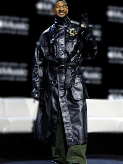 Usher Black Leather Coat With Belt Movie Jackets