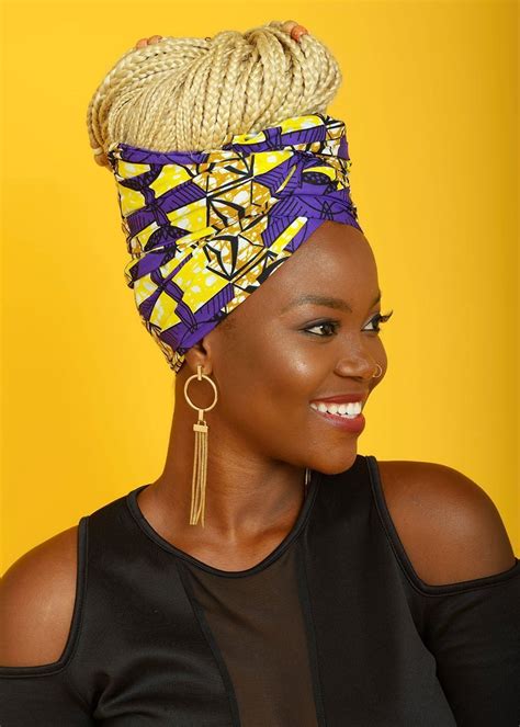 African Print Head Wrapscarf Purpleyellow African Print African Print Clothing Head Wrap