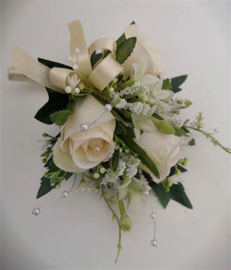 Ladies Ivory Cream Pinned Corsage Etsy Uk Mother Of Bride Corsage