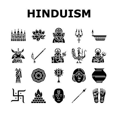 Hinduism India Hindu God Religion Icons Set Vector 28086614 Vector Art