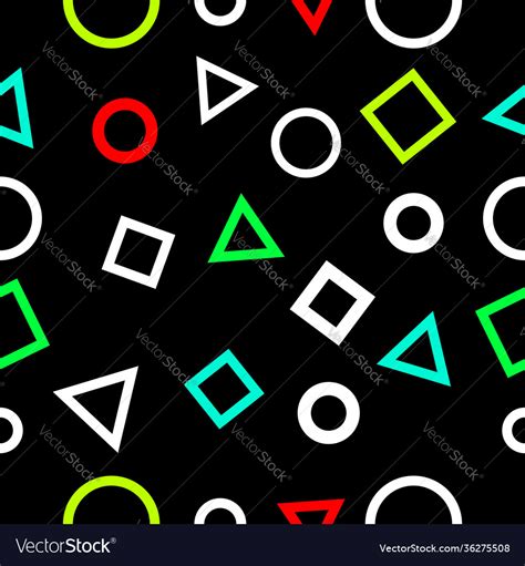 Squares Triangle And Circles Geometry Seamless Vector Image