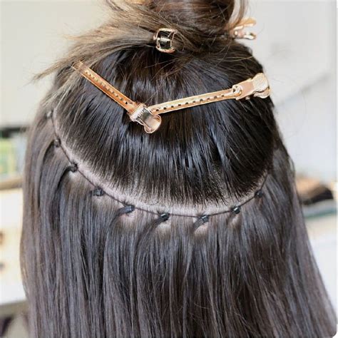 hand tied extension beaded row foundation natural beaded rows hair extensions for short hair