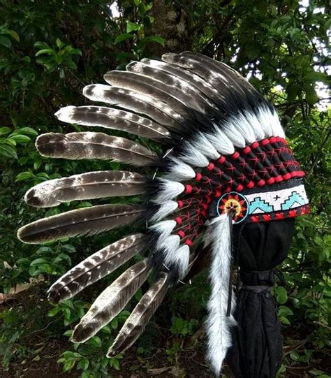 Real Turkey Feather Headdress Indian Headdress Replica Etsy Feather