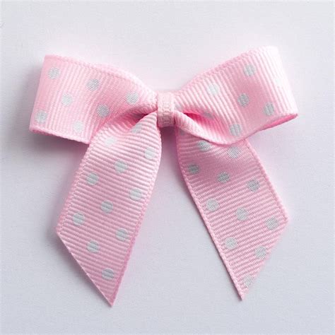 Pink Polka Dot Self Adhesive Grosgrain Ribbon Bows Favour This