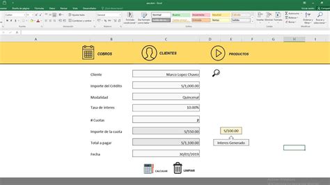 Sistema De Prestamos Y Cobros Por Cuotas Mensuales Quincenales Semanales Diarios En Excel