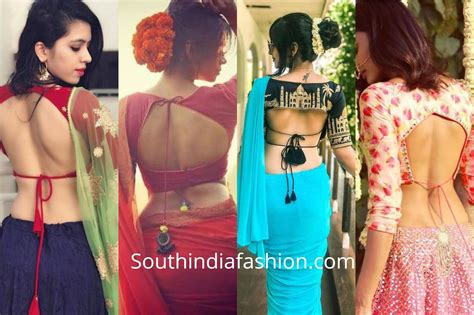 Back Knot Saree Blouse Designs Backless Blouse Designs With Dori