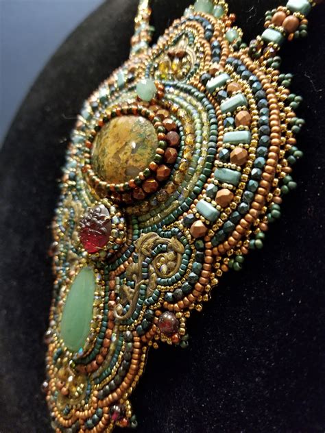 Kiowa Rose Beads Details Bead Embroidery Jewelry Bead Embroidered Pendant Beaded Embroidery