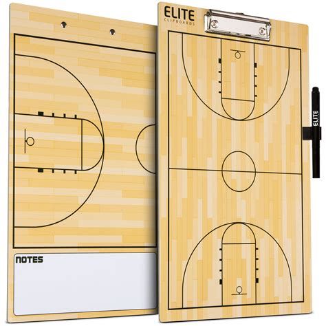Elite Clipboards Dry Erase Basketball Coaches Clipboard Double Sided