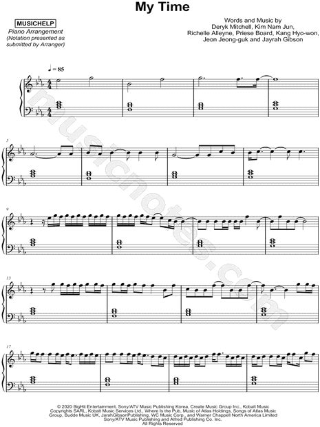 Musichelp My Time Sheet Music Piano Solo In C Minor Download
