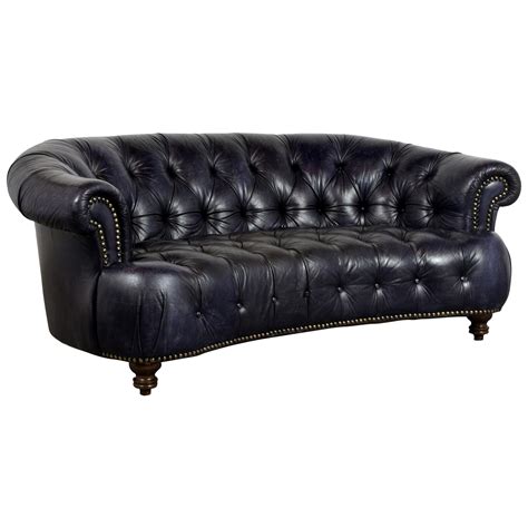 Curved Back Tufted Chesterfield Leather Sofa Circa 1970s At 1stdibs