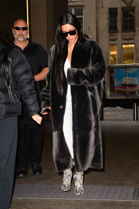 Kim Kardashian In Black Fur Coat Gotceleb
