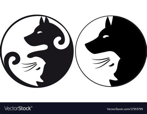 Yin Yang Symbol Cat And Dog Royalty Free Vector Image Cat And Dog