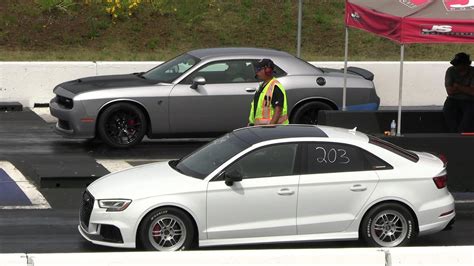 850 Hp Hellcat Vs 650 Hp Audi Rs3 And Hellcat Vs Corvette Z06 Drag