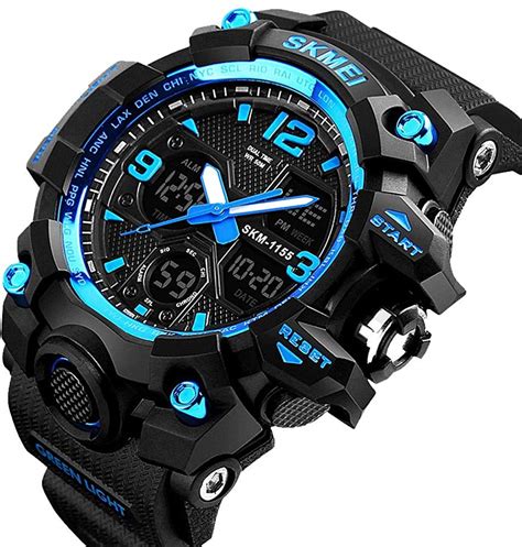 men s analog sports watch led military digital watch electronic stopwatch large dual dial time