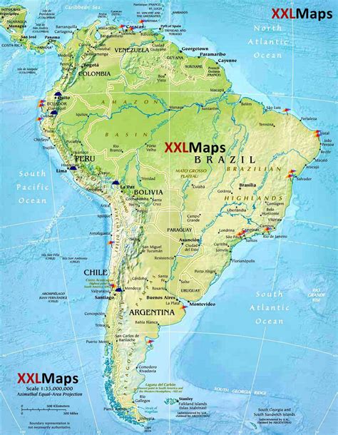 Mapa Fizyczna Ameryka Południowa Za Darmo Dla Smartfonów Tabletów