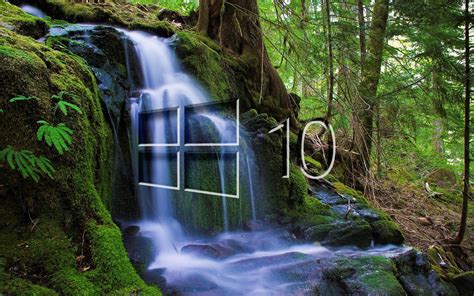 Windows 10 Over The Waterfall Glass Logo Wallpaper Computer