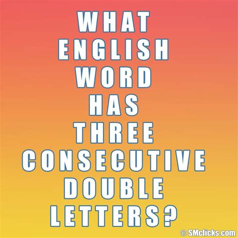 Riddle Answer What English Word Has Three Consecutive Double Letters