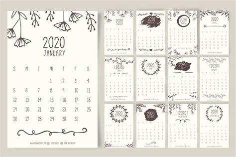 Plantilla De Calendario Floral 2020 Dibu Premium Vector Freepik