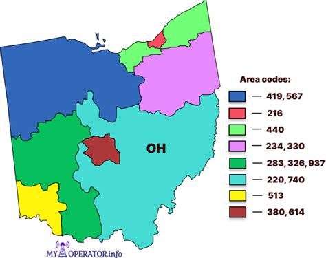 Ohio Area Code Map Coverage And Listings Of All Area Codes In Oh