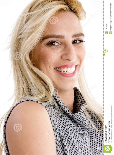 Side View Of Cheerful Young Female Model Stock Photo Image Of Career