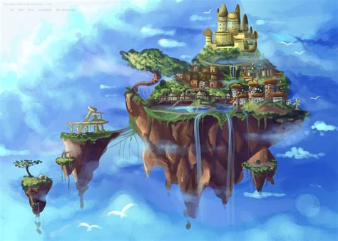 A Beautifully Painted Floating Isle Fantasy Concept Art