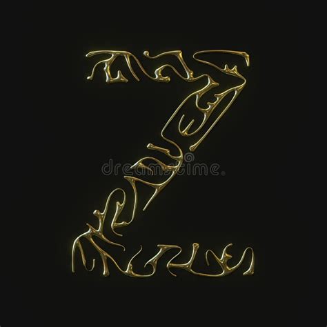 High Resolution Letter Z Symbol Made Of Molded Golden Lines 3d