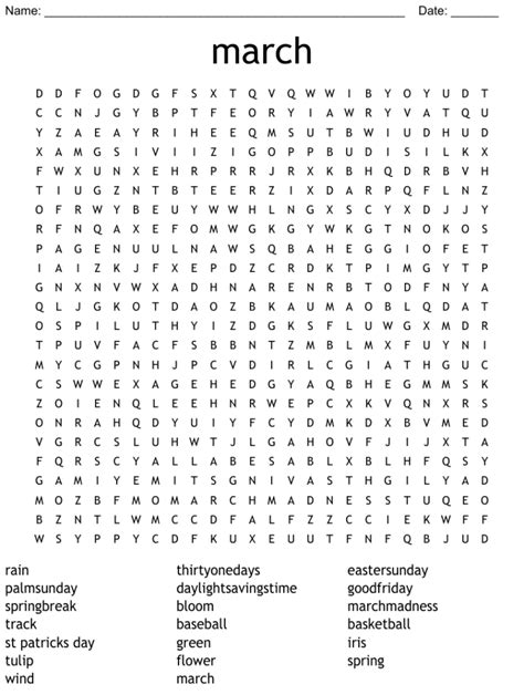 March Word Search Free Printable Free Printable Templates
