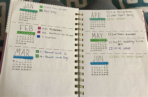 Months Layout Bullet Journal Year At A Glance Bullet Journal Year At