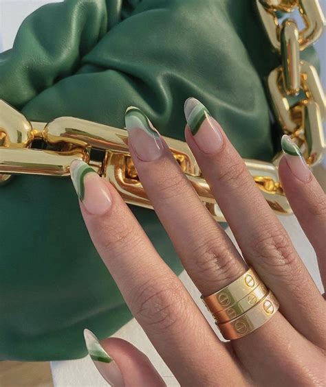 On Twitter In Green Nails Almond Nails Funky Nails