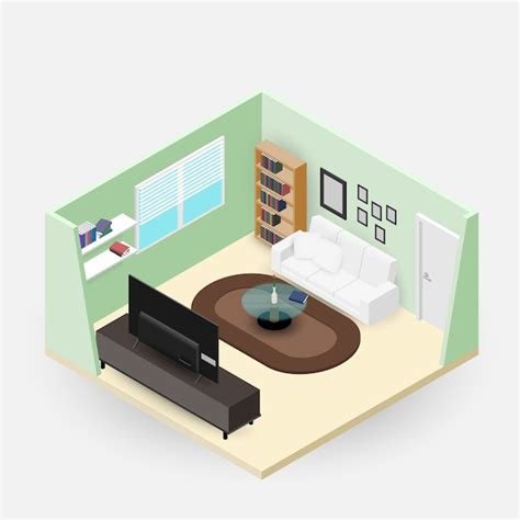 Premium Vector Isometrics Living Room With Furnitures