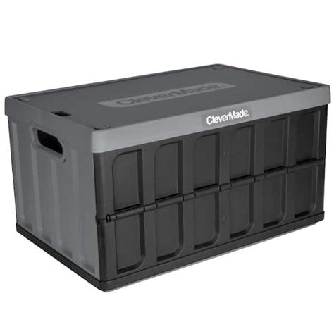Clevermade Collapsible Storage Crate With Lid 8034119 153 The Home Depot