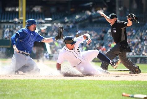 James Mccann Is Safe At Home Beating The Tag By Royals Catcher Cam