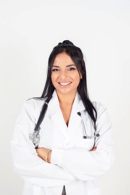 Premium Photo Female Doctor Portrait On White Background