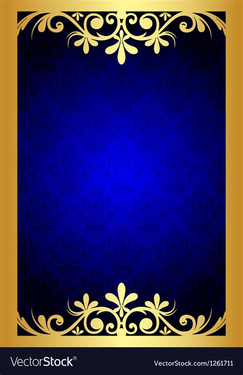 Gold And Blue Floral Frame Royalty Free Vector Image