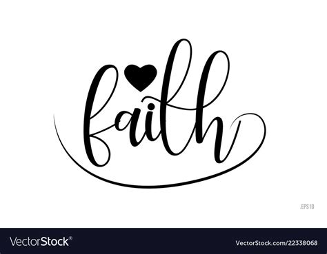 Faith Typography Text With Love Heart Royalty Free Vector