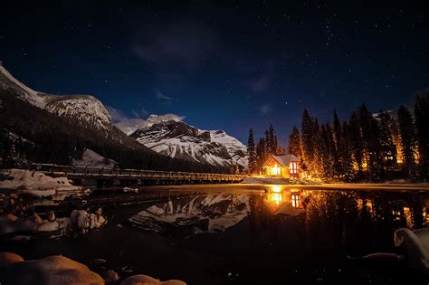 Emerald Lake Lodge At Night Photograph By Shawna And Damien Richard