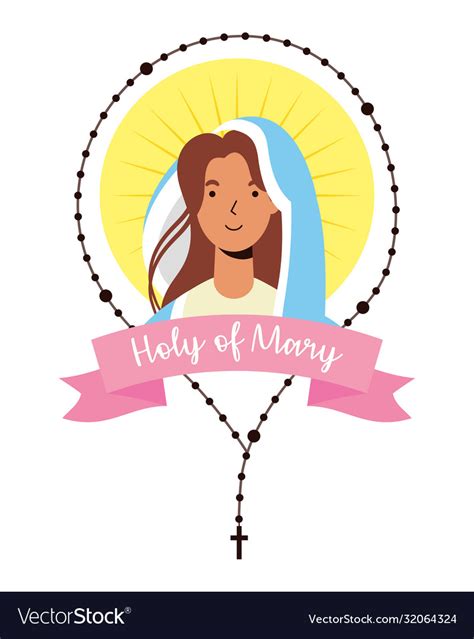 Miraculous Virgin Assumption Mary With Rosary Vector Image