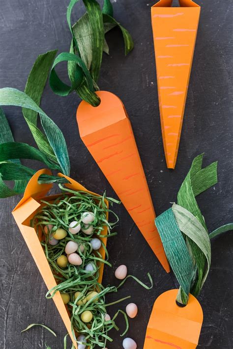 Paper Carrot Treat Box, SVG & PDF Template | Paper carrots, Easter diy