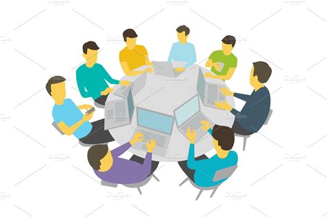 Round Table Talks Group Of People Students Team Having Meeting