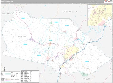Marion County Wv Wall Map Premium Style By Marketmaps