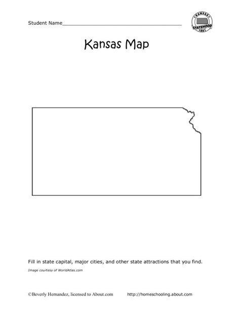 Kansas Map Worksheet For 2nd 5th Grade Lesson Planet