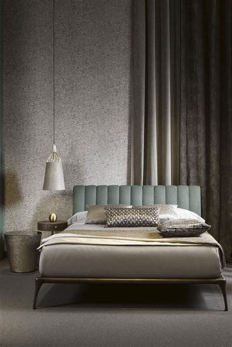Italian Modern Designer Bed With Leather Headboard Luxury Furniture