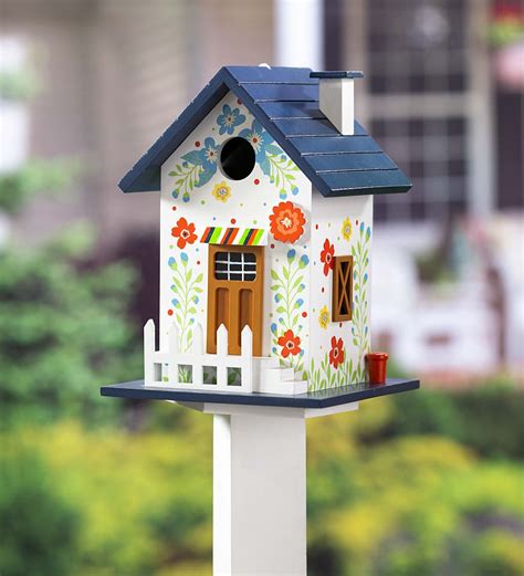 Hand Painted Blooming Birdhouse With Floral Design Plow And Hearth